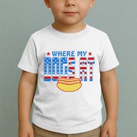 Where My Dogs At Funny 4th Of July Design Toddler T-Shirt