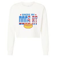 Where My Dogs At Funny 4th Of July Design Cropped Pullover Crew