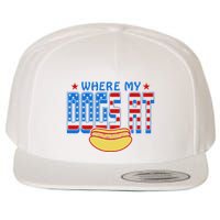 Where My Dogs At Funny 4th Of July Design Wool Snapback Cap