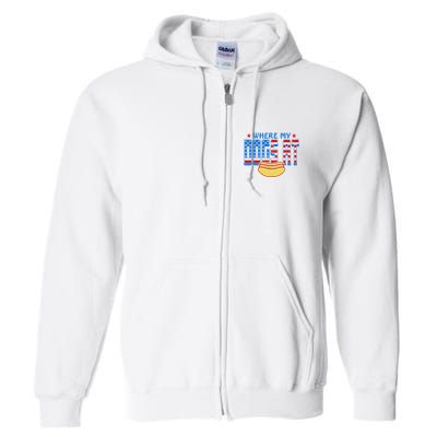 Where My Dogs At Funny 4th Of July Design Full Zip Hoodie