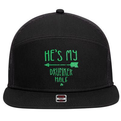 WoHe's My Drunker Half Saint Patrick's Day Couples 7 Panel Mesh Trucker Snapback Hat