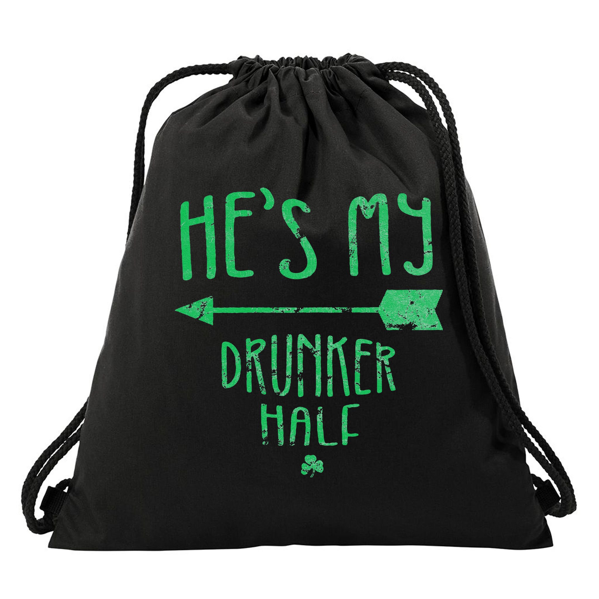 WoHe's My Drunker Half Saint Patrick's Day Couples Drawstring Bag