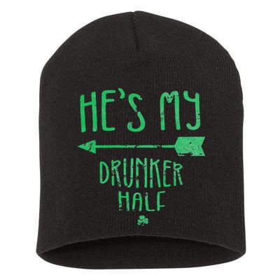 WoHe's My Drunker Half Saint Patrick's Day Couples Short Acrylic Beanie