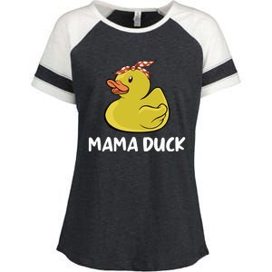 Wo Mama Duck Funny Mom Mothers Day Red Bandana Cute Gift Enza Ladies Jersey Colorblock Tee