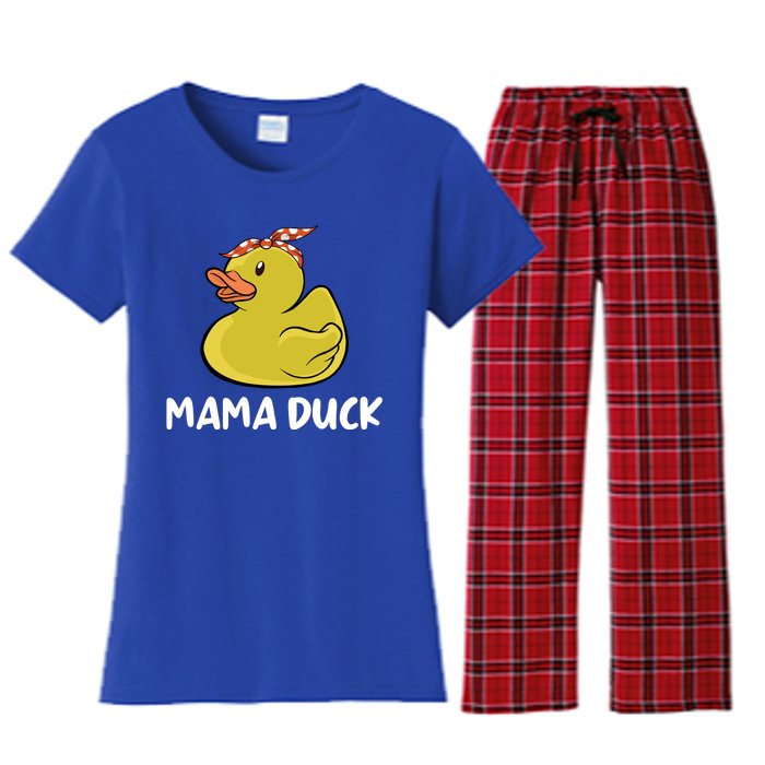 Wo Mama Duck Funny Mom Mothers Day Red Bandana Cute Gift Women's Flannel Pajama Set