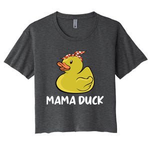 Wo Mama Duck Funny Mom Mothers Day Red Bandana Cute Gift Women's Crop Top Tee