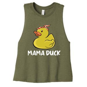 Wo Mama Duck Funny Mom Mothers Day Red Bandana Cute Gift Women's Racerback Cropped Tank