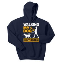 Walking My Dog Is My Cardio, Trekking, Funny Dog Walking Kids Hoodie