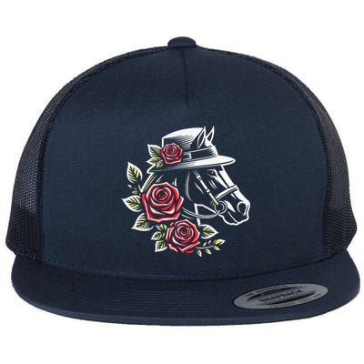 Women Mom Derby Day 2024 Funny Rose Derby Flat Bill Trucker Hat