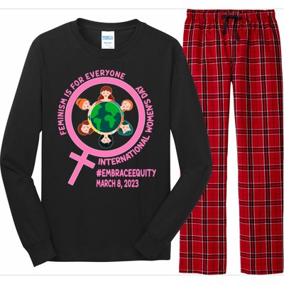 Wo's Month Embrace Equity Feminism Gift Long Sleeve Pajama Set