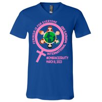 Wo's Month Embrace Equity Feminism Gift V-Neck T-Shirt