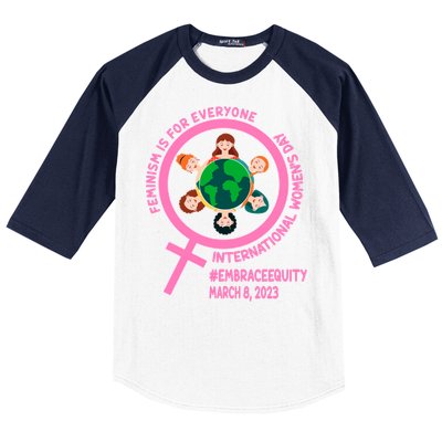 Wo's Month Embrace Equity Feminism Gift Baseball Sleeve Shirt