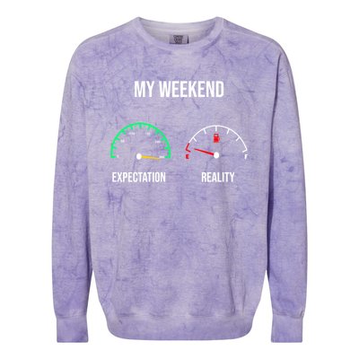 Weekend Meme Expectation Vs Reality Parents Gift Colorblast Crewneck Sweatshirt