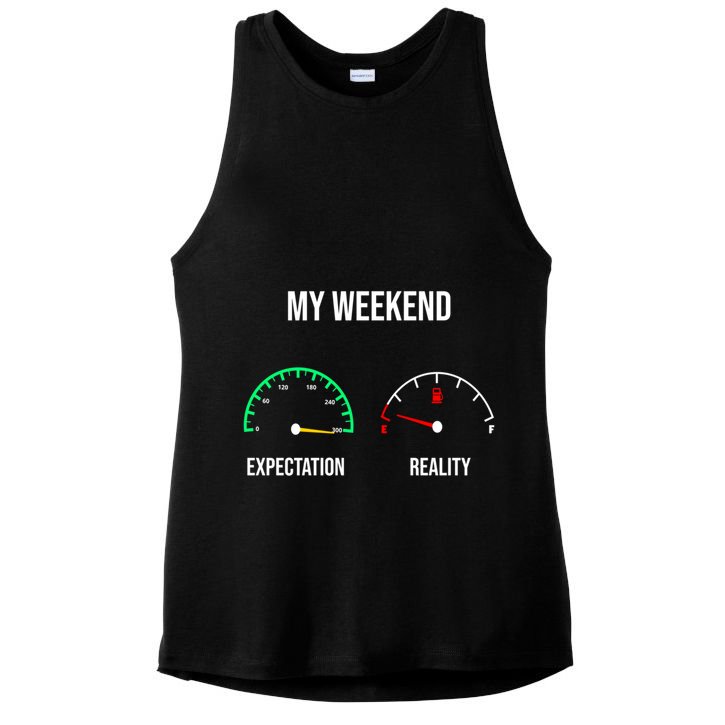 Weekend Meme Expectation Vs Reality Parents Gift Ladies PosiCharge Tri-Blend Wicking Tank
