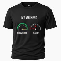 Weekend Meme Expectation Vs Reality Parents Gift Cooling Performance Crew T-Shirt