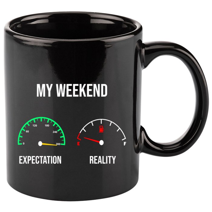 Weekend Meme Expectation Vs Reality Parents Gift 11oz C Handle Ceramic Mug
