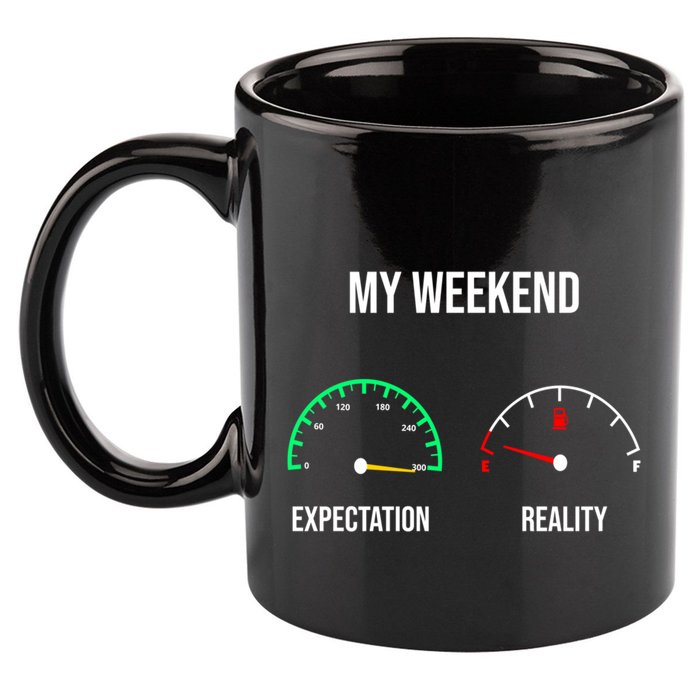 Weekend Meme Expectation Vs Reality Parents Gift 11oz C Handle Ceramic Mug