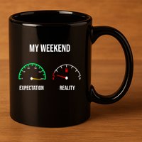 Weekend Meme Expectation Vs Reality Parents Gift 11oz C Handle Ceramic Mug