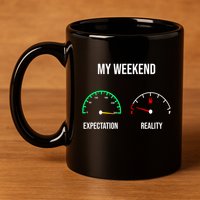 Weekend Meme Expectation Vs Reality Parents Gift 11oz C Handle Ceramic Mug