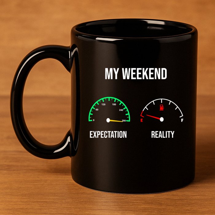 Weekend Meme Expectation Vs Reality Parents Gift 11oz C Handle Ceramic Mug