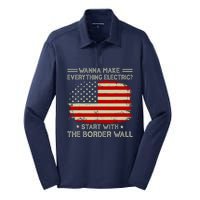 Wanna Make Everything Electric Start With The Border Wall Silk Touch Performance Long Sleeve Polo