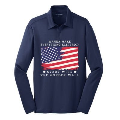 Wanna Make Everything Electric Start With The Border Wall Silk Touch Performance Long Sleeve Polo