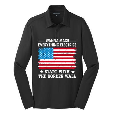 Wanna Make Everything Electric Start With The Border Wall Silk Touch Performance Long Sleeve Polo