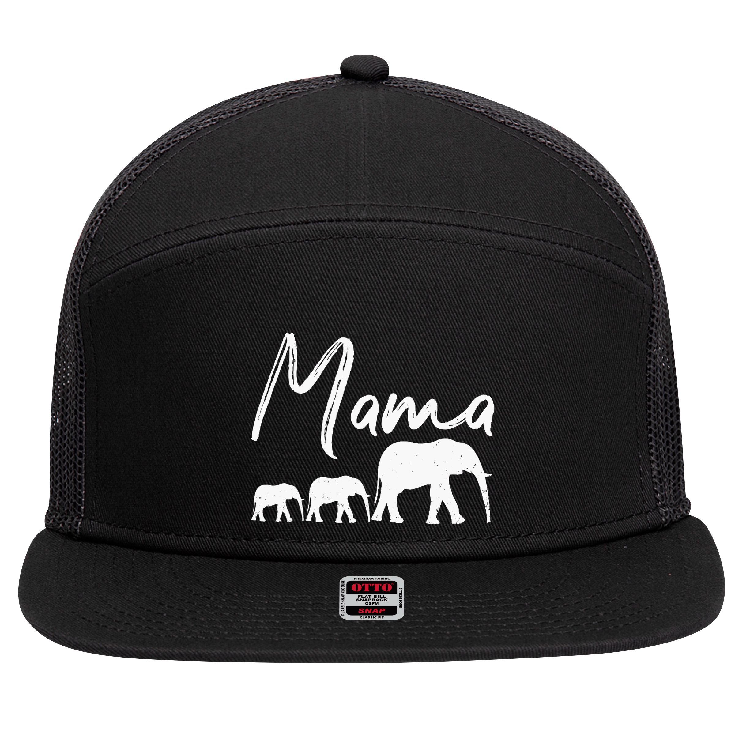 Wo Mama Elephant Cute Mother's Day Gift Mom Wo Mommy VNeck 7 Panel Mesh Trucker Snapback Hat