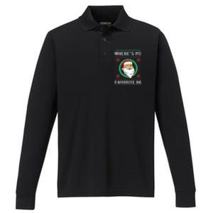 WhereS My Favorite Ho Santa Ugly Christmas Gift Performance Long Sleeve Polo