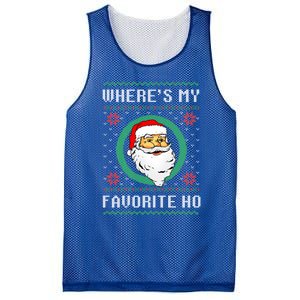 WhereS My Favorite Ho Santa Ugly Christmas Gift Mesh Reversible Basketball Jersey Tank