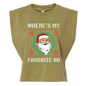 WhereS My Favorite Ho Santa Ugly Christmas Gift Garment-Dyed Women's Muscle Tee