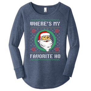 WhereS My Favorite Ho Santa Ugly Christmas Gift Women's Perfect Tri Tunic Long Sleeve Shirt