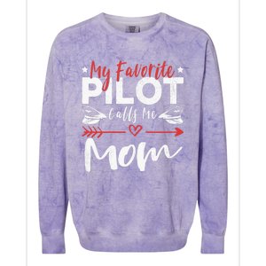 Wo My Favorite Pilot Calls Me Mom Pilot’s Mom Colorblast Crewneck Sweatshirt