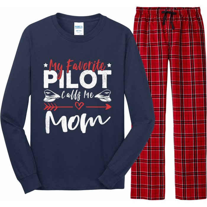 Wo My Favorite Pilot Calls Me Mom Pilot’s Mom Long Sleeve Pajama Set