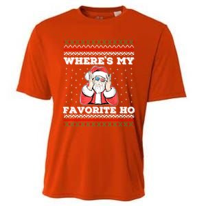 WhereS My Favorite Ho Funny Santa Ugly Christmas Meaningful Gift Cooling Performance Crew T-Shirt