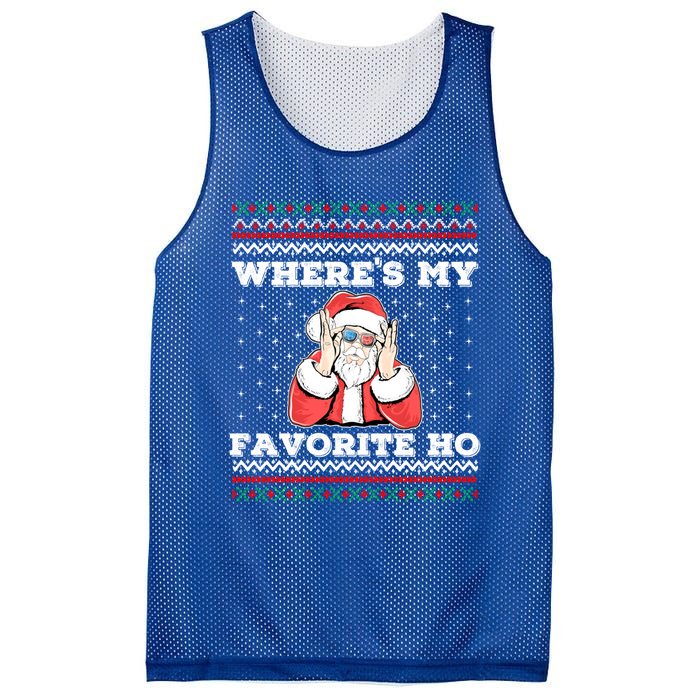 WhereS My Favorite Ho Funny Santa Ugly Christmas Meaningful Gift Mesh Reversible Basketball Jersey Tank