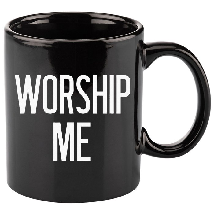 Worship Me Funny Jokes Sarcastic Sayings 11oz C Handle Ceramic Mug