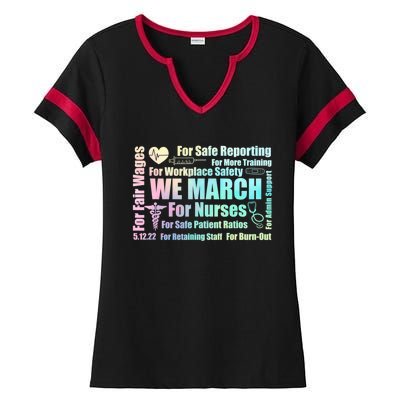 We March For Nurses Million Nurse March Power Nurse Funny Gift Ladies Halftime Notch Neck Tee