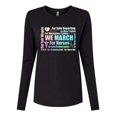 We March For Nurses Million Nurse March Power Nurse Funny Gift Womens Cotton Relaxed Long Sleeve T-Shirt