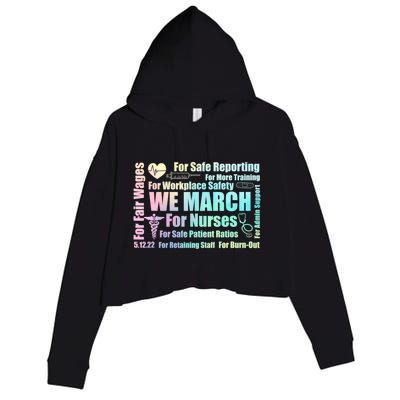 We March For Nurses Million Nurse March Power Nurse Funny Gift Crop Fleece Hoodie