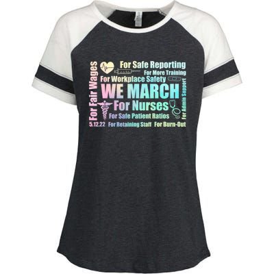 We March For Nurses Million Nurse March Power Nurse Funny Gift Enza Ladies Jersey Colorblock Tee