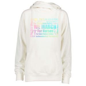 We March For Nurses Million Nurse March Power Nurse Funny Gift Womens Funnel Neck Pullover Hood