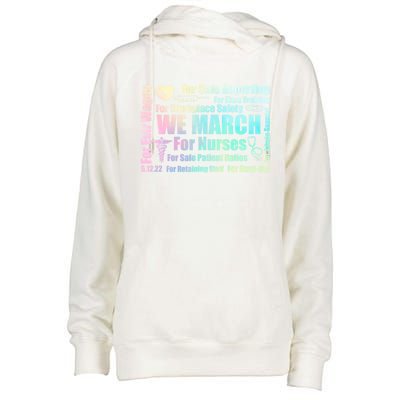 We March For Nurses Million Nurse March Power Nurse Funny Gift Womens Funnel Neck Pullover Hood