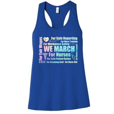 We March For Nurses Million Nurse March Power Nurse Funny Gift Women's Racerback Tank