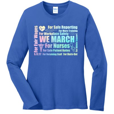 We March For Nurses Million Nurse March Power Nurse Funny Gift Ladies Long Sleeve Shirt