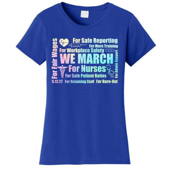 We March For Nurses Million Nurse March Power Nurse Funny Gift Women's T-Shirt