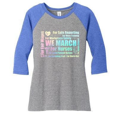 We March For Nurses Million Nurse March Power Nurse Funny Gift Women's Tri-Blend 3/4-Sleeve Raglan Shirt