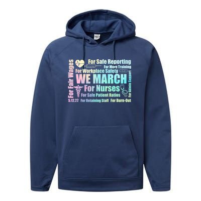 We March For Nurses Million Nurse March Power Nurse Funny Gift Performance Fleece Hoodie