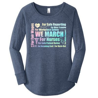 We March For Nurses Million Nurse March Power Nurse Funny Gift Women's Perfect Tri Tunic Long Sleeve Shirt