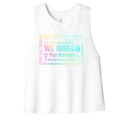 We March For Nurses Million Nurse March Power Nurse Funny Gift Women's Racerback Cropped Tank